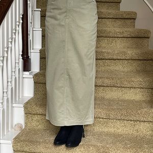 Valentine Sale! Khaki maxi skirt with back slit!